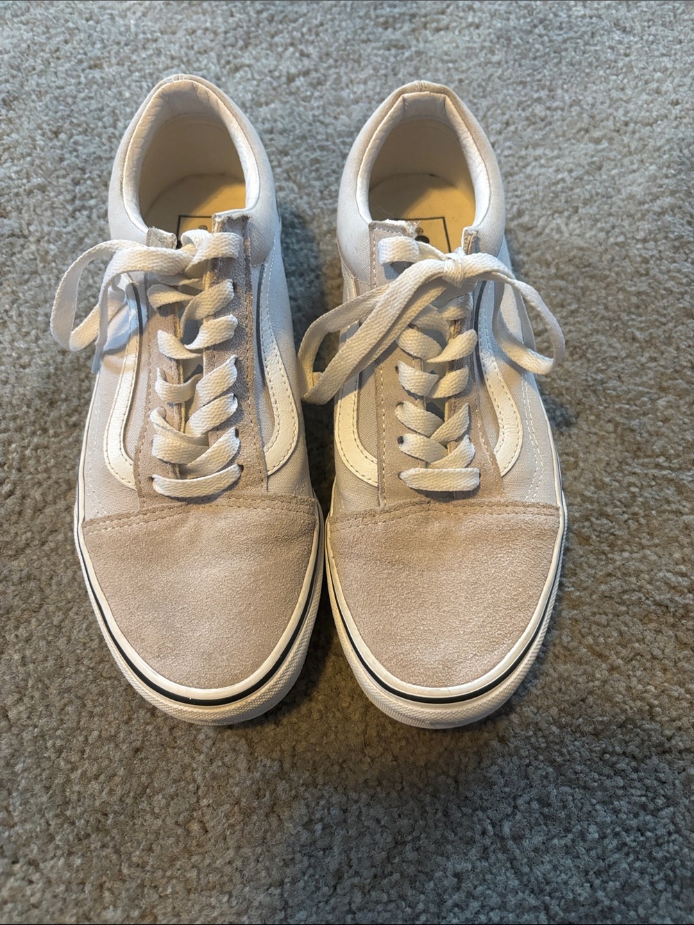 Vans Women's Low-Top Suede & Canvas Sneakers in Light Taupe and White